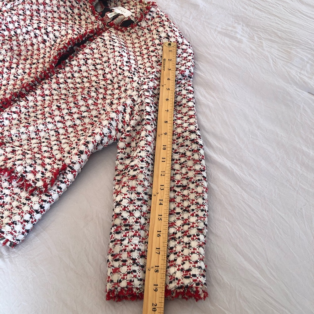 Vintage Escada Couture Red Black White Tweed Boxy Blazer Jacket 12/42 - Picture 11 of 11